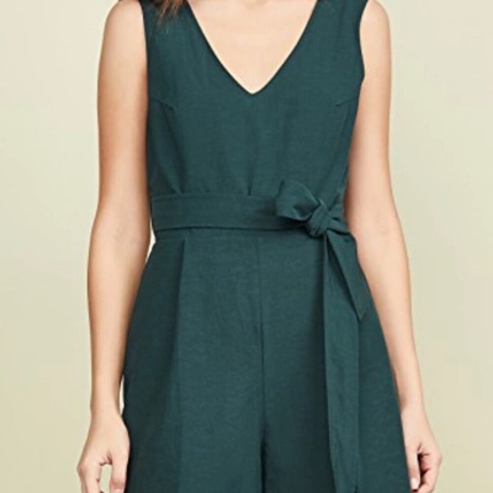 Club Monaco Madria Linen Blend Open Back Short Romper